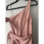 Free People At Leisure Midi Dress Wrap One Shoulder Linen Cotton Pink Sz Small Photo 2
