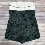 Urban Outfitters White Green Black Antoinette Strapless Brocade Paisley Romper Photo 4