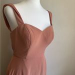 Azazie  Denice Sheath Pleated Chiffon Dress with Slit Tan Pink Bridesmaid Women 8 Photo 1