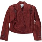 Vintage Pia Rucci Suede Beaded Embellished Maroon Skirt Suit Brown Photo 1