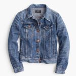 J.Crew  Indigo Classic Denim Trucker Jacket Dark Wash Jean Blue Women's XS Photo 8