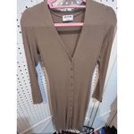LNA Clothing Ribbed V Neck Button Front Long Sleeve Midi Dress Extra Small Brown Photo 1
