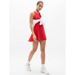 Athleta New  M Match Point Pleated Dress Medium Cardinal Red Bright White Tennis Photo 2