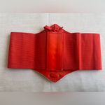 Court Style Wide Girdle‎ Red Fashion Elastic Faux Leather Skinny Elastic Belt Photo 11