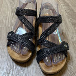 Taos Trulie Leather Sandals Black Braided Slingback Size 6 Photo 0