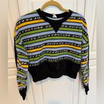Juicy Couture Women’s Crop Sweatshirt Jumper Size XS oversized Y2K Green Stripes Photo 2