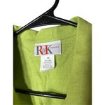 Vintage R&K Originals Green Linen Blend Rayon Floral Embroidery Blouse Size 10 Photo 2