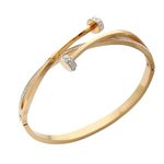 Unique Gold Nail Pattern Cross & Rhinestone Decor Stainless Steel Bracelet Photo 0