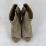 Joie  Suede Rare Peep Toe Ankle Boots‎ Block Heel Tan Beige Shoes Sz 39 US 9 Photo 2