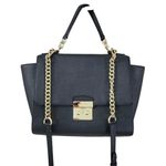 Michael Kors Brandi Top Handle Satchel Black Leather Gold Chain Crossbody Medium Photo 14