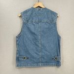 Liz Wear Vintage  Vest Womens Small Blue Jean Denim Zip Up Cargo Pockets Fishing Photo 10