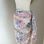 Z&L Asymmetrical Paisley Gathered Skirt, Size Large White Photo 0