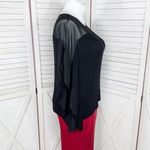 Thalia Sodi Sheer Shoulder Draped Batwing Sleeve Shirt Black Large Photo 2