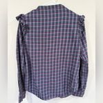 Paige  Ruffle Blue Purple Plaid Button Down Flannel Shirt XS Photo 4