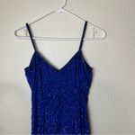 Lawrence Kazar | vintage royal blue sequins beads silt column maxi dress PP / XS Photo 3