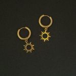 18K Gold Plated Sun Dangle Drop Earrings for Women Photo 1