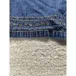 Erika Vintage Blue Denim Button Up Shirt L 3/4 Sleeve Fall Leaves Embroidery Photo 1