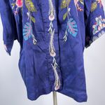Johnny Was NWOT Emika Kimono Embroidered Open Front Jacket Navy 3/4 Sleeves XL Photo 4