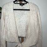 Lulus Long Sleeve Fuzzy Open Tie Front Cardigan White Size X Small Photo 1