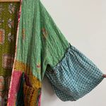 Rahab’s Rope Kantha Patchwork Floral Open Cardigan Duster Kimono Cotton One Size Green Size undefined Photo 8