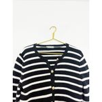 J.Crew Emilie Sweater Lady Jacket in Black Ivory Stripe Knit Cardigan Medium Photo 4