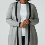 Ann Taylor Women’s Preppy Casual Long Open Cardigan Gray Black 2XL Business Photo 0