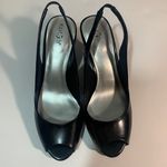 East 5th NWT Sicily black slip on peep toe leather heels Photo 3