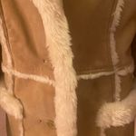 Steve Madden - Rare Genuine leather faux fur Vintage sherpa coat tan and cream M Photo 2