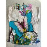 Vintage Azi Mesh Top Large Butterfly Floral Embellished Artsy Whimsy Tattoo Y2K Photo 3