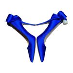 SJP Shoes Womens Size 36 Blue Satin Bow Stiletto Heels Pointed Toe Made in Italy Photo 3