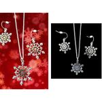 Snowflake Necklace Earrings Set 16" Chain New Reversible Festive Winter… Gold Photo 6