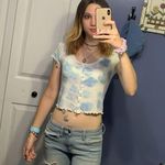 American Eagle tye dye snap front baby tee short sleeve crop top S Photo 1