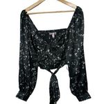 Urban Outfitters  Black Floral Maya Smocked Tie-Back Top Size Medium Photo 0