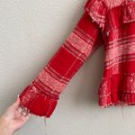 ZARA Red Pink Blogger Favorite Plaid Tweed Fringe Ruffle Cropped Blazer Jacket Photo 7