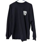 Disney  spirit jersey sz small black long sleeve white raised lettering pullover Photo 0