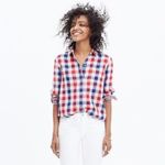 Madewell  Red White & Blue Ex-boyfriend Emmett Check Pattern Button Shirt-XS Photo 48