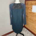 Rebecca Taylor Blue Black Lace Tweed Silk Quarter Zip Long Sleeve Mini Dress 2 Photo 2