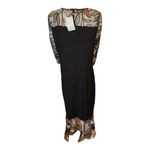 Black and Cream Asymmetrical Embellished Cocktail Dress Size L Photo 5