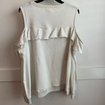Eye Candy NWT  White Open Shoulder Ruffle Sweatshirt Photo 2