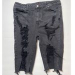 Material Girl  Denim Black Distressed Bermuda Shorts Sz 13 Juniors Photo 10