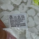 Elegant Ivory White Floral Lace overlay Dress size s high neck bell sleeves boho Photo 3