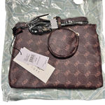 Nicole Miller  Chocolate Brown Logo Crossbody Purse Handbag & Earbud Case Vegan Photo 1