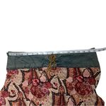 Vintage Y2K Denim Jean Chiffon Paisley Pattern Midi Skirt Lace Up Size 12 Blue Photo 2