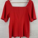 Ann Taylor Red Square Neck Red Flare Open Sleeve Photo 0