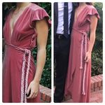 MISA Los Angeles  Carolina Pink Crushed Velvet Ruffle Wrap Maxi Dress Small Photo 14