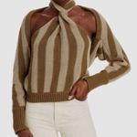 NICHOLAS Green Striped Shrug Crop Cardigan Size Medium Photo 0