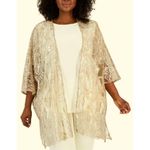 Anne Klein  sheer latte sequin embroidered layering kimono women’s L/XL Fairycore Photo 6