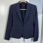 Theory ‎ Blazer Gabe B 2 Urban Navy Pinstripe 1-Button Virgin Wool size 2 Office Photo 0
