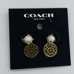 Coach Signature Gold and Pearl Drop Earrings NWT Photo 1