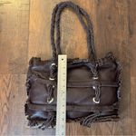 SABRINA SCALA leather boho chic brown fringe tote purse, NWOT Photo 11